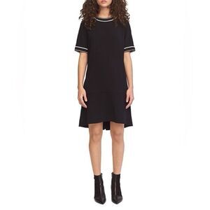 NEW Rag & bone Thatch Dress Size XS Short Sleeves Black White Edges High Low